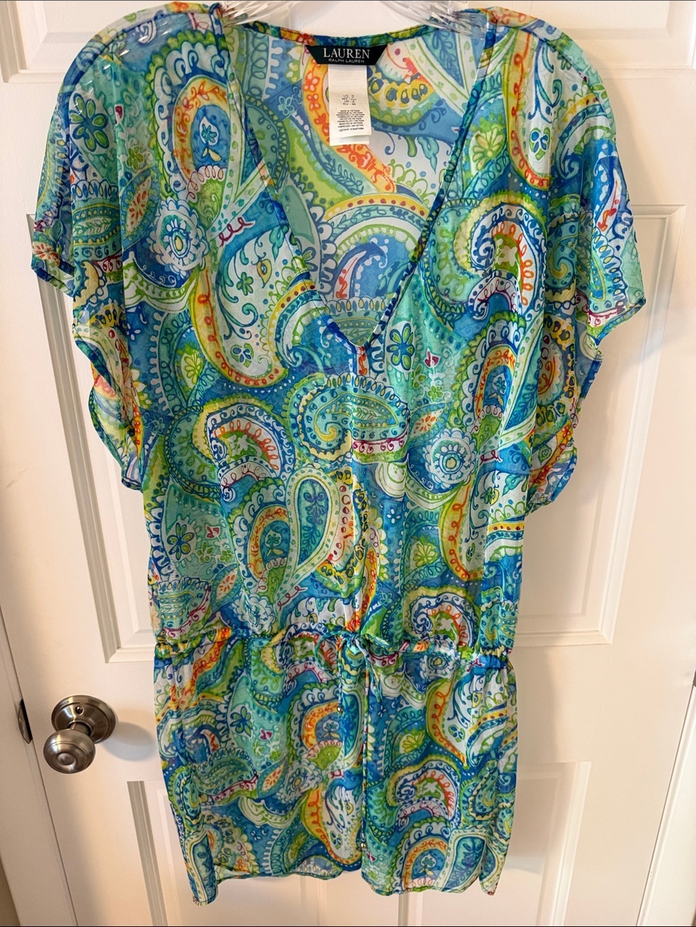Lauren Ralph Lauren Carnivale Paisley Mesh Semi Sheer Swim Coverup Small